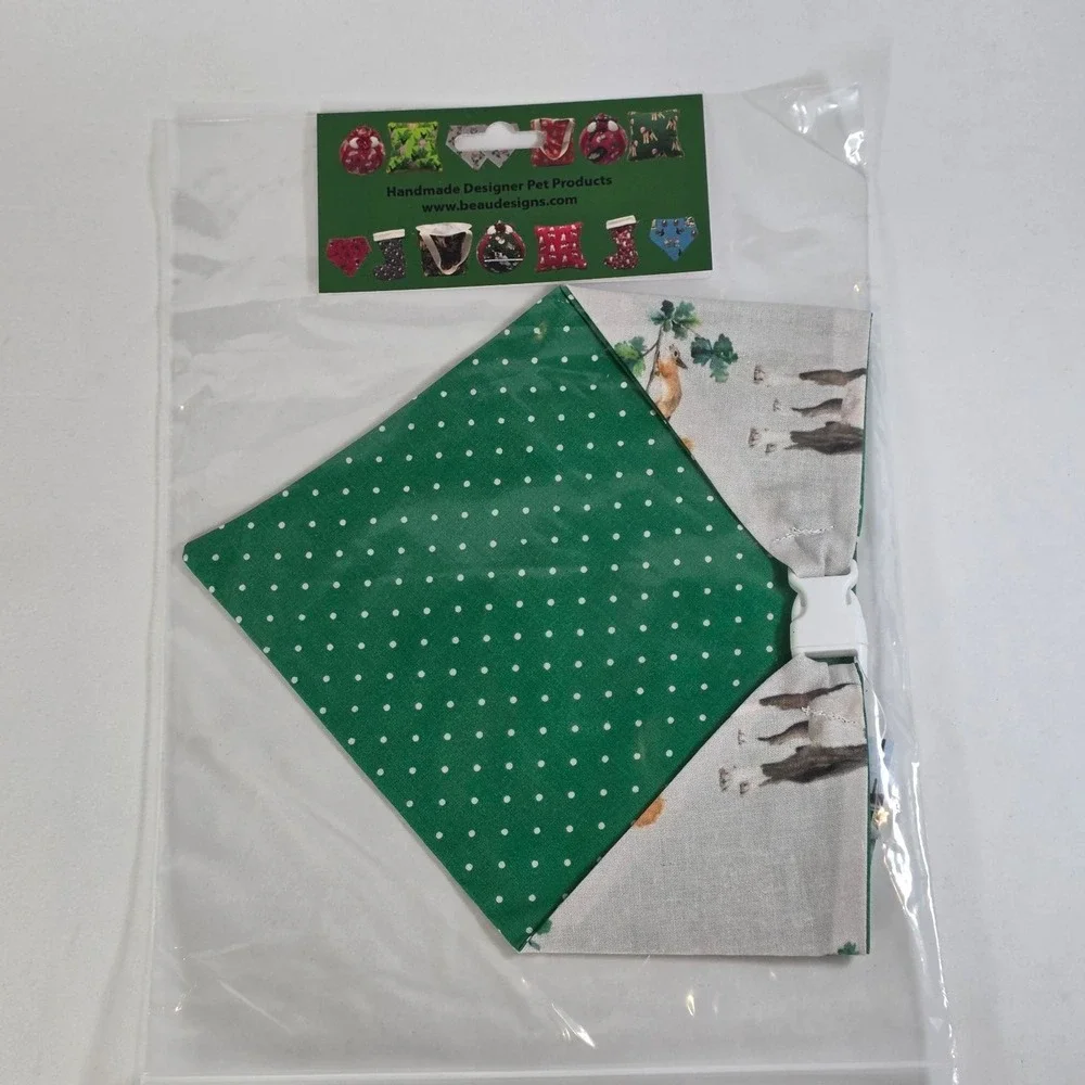 Beau Dog Bandana Designs Bull Terrier Squirrel Reversible Polka Dot Small 16